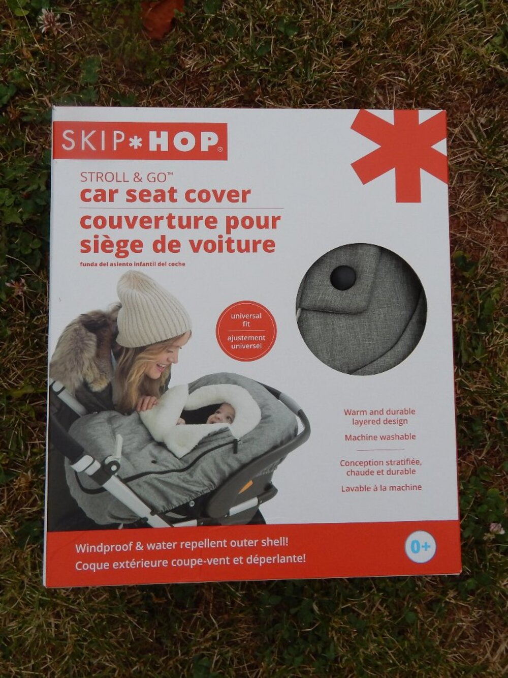 Skip Hop Stroll & Go Infant Car Seat Cover, Gray, Windproof Water-Repellent